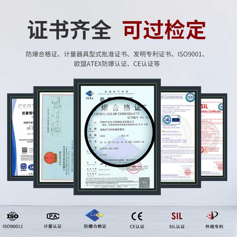 中安探測(cè)S316氣體檢測(cè)報(bào)警器證書